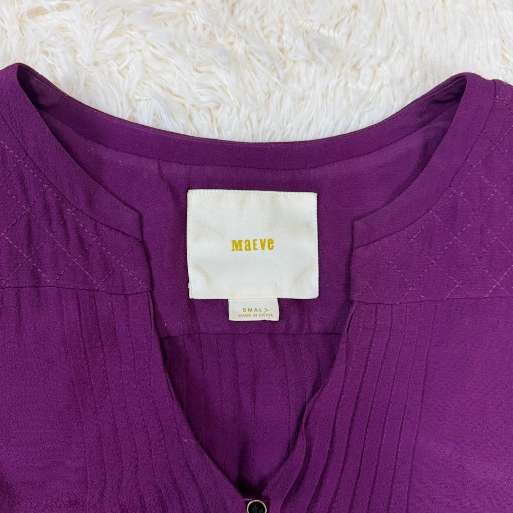 Anthropologie Maeve Galina Drop Waist Dress Women Small Purple Boho Plum Romance - Picture 3 of 6